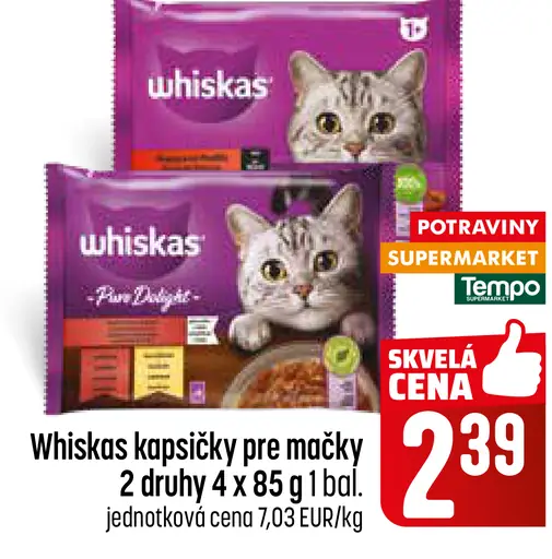 Whiskas kapsičky pre mačky 2 druhy