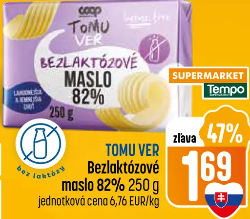 TOMU VER Bezlaktózové maslo 82%