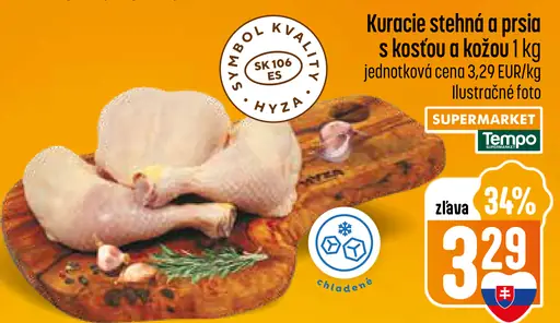 Kuracie stehná + kuracie prsia s kosťou a kožou