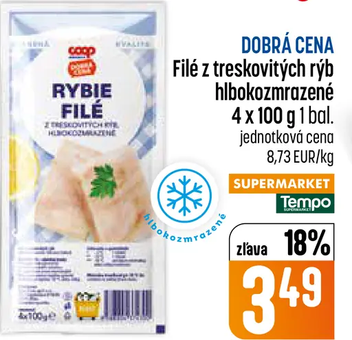 Coop Rybíe filé z treskovitých rýb hlboko zmrazené