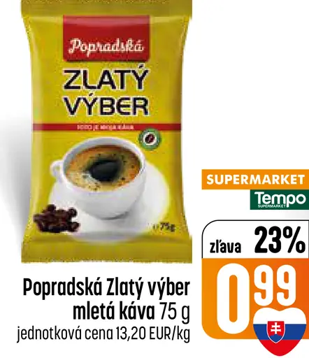 Popradská Zlatý výber pražená mletá káva