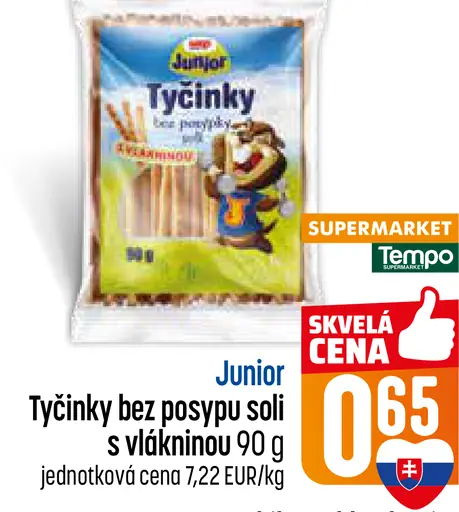 Junior tyčinky bez posypu soli s vlákninou