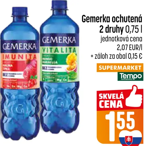 Gemerka ochutená minerálna voda 2 druhy