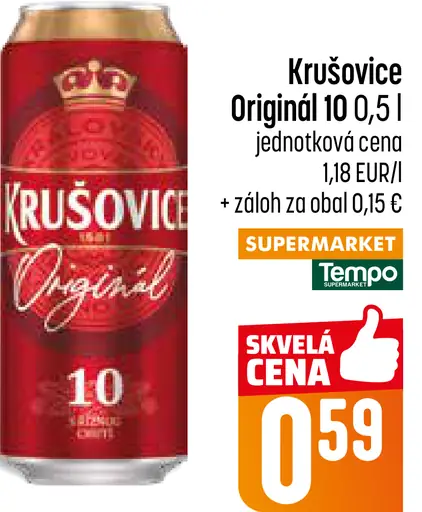 Krušovice Královský Originál 10 pivo plechovka