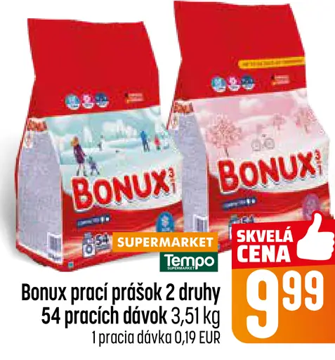Bonux prací prášok rôzne druhy