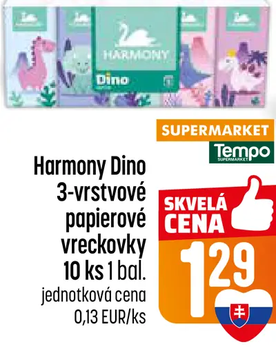 Harmony Dino 3-vrstvové papierové vreckovky