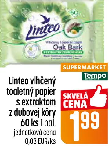 Linteo vlhčený toaletný papier s extraktom z dubovej kôry