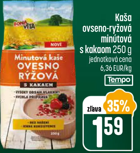 Minutová kaša ovsenoryžová s kakaom