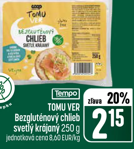 Tomu ver bezlepkový chlieb svetlý krájaný