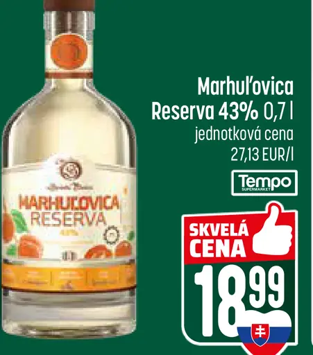Marhuľovica Reserva 43% destilát