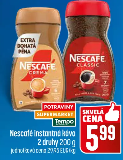Nescafé instantná káva Extra bohatá pena; Nescafé Classic instantná káva