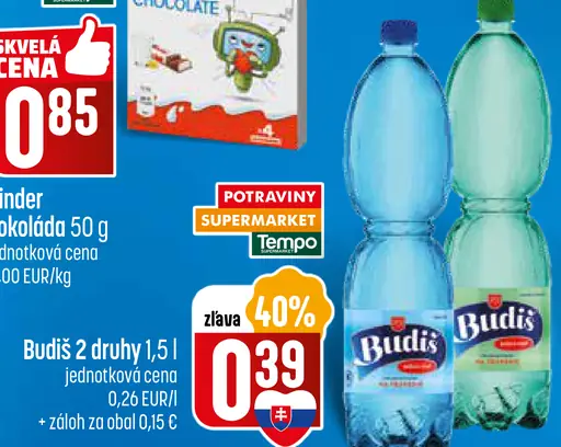 Budiš perlivá minerálna voda 2 druhy