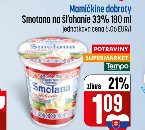 Mamičkina dobroty Smotana trvanlivá na šľahanie 33%