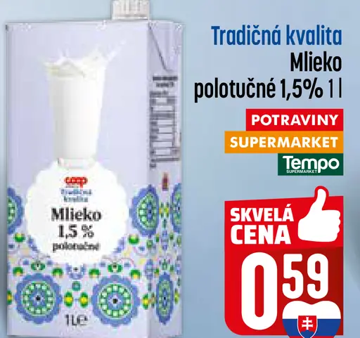 Coop Jednota mlieko polotučné 1,5 %