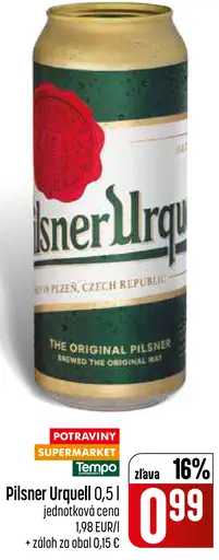 Pilsner Urquell pivo plechovka