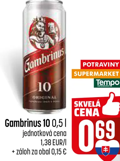 Gambrinus 10 pivo fľaša