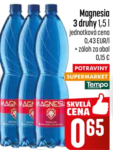 Magnesia minerálna voda rôzne druhy