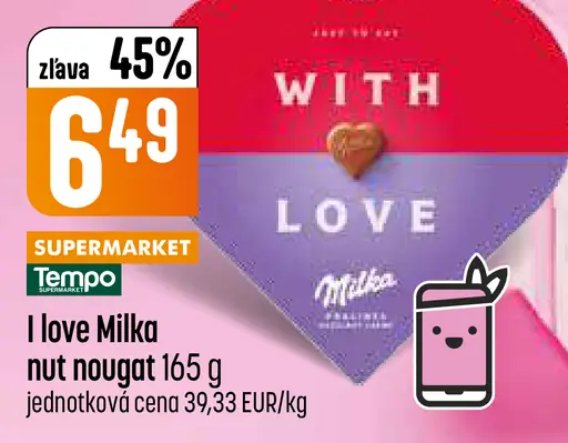 I love Milka nut nougat čokoládové srdce