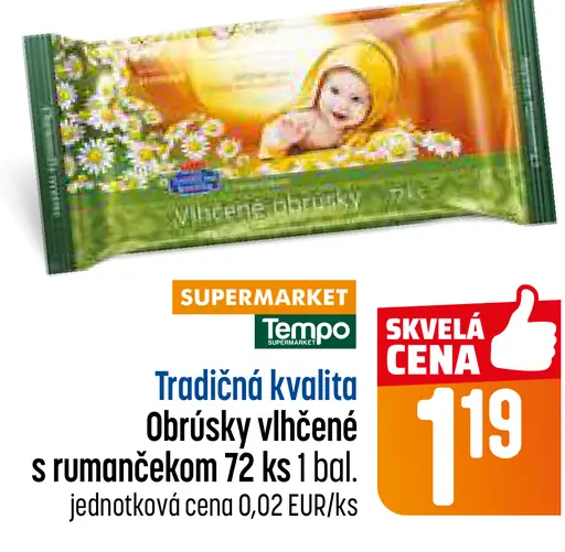 Tradičná kvalita obrúsky vlhčené s rumiančekom