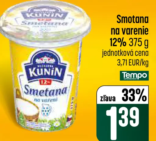 Kunin smotana na varenie 12 %