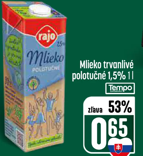 Rajo Mlieko polotučné 1,5%
