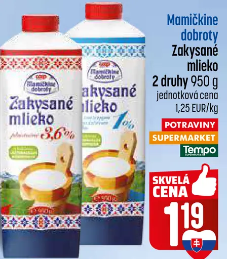 Mamičkine dobroty zakysané mlieko 3,6 % tuku