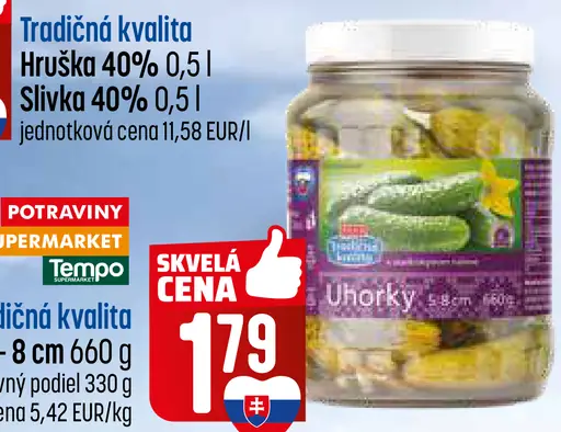Tempo tradičná kvalita uhorky 5–8 cm v náleve