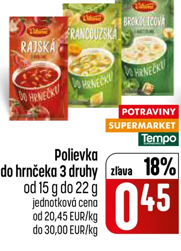 Polievka do hrnčeka rôzne druhy