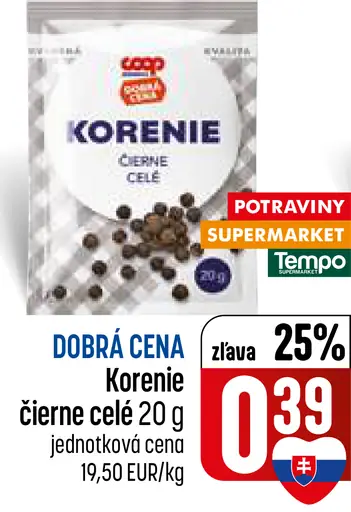 COOP Dobrá cena korenie čierne celé