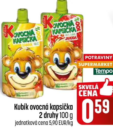 Kubík ovocná kapsička jablko banán rôzne druhy