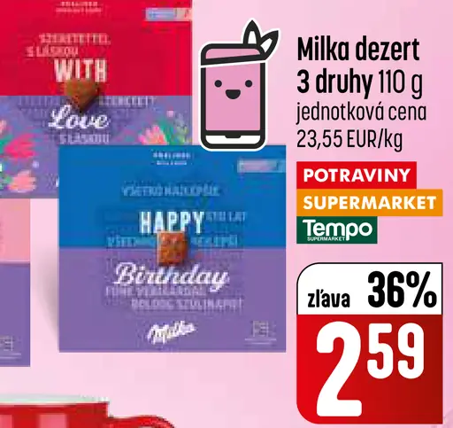 Milka čokoládový dezert 3 druhy
