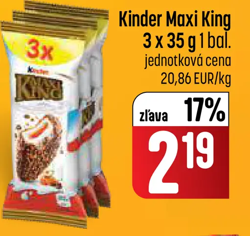 Kinder Maxi King mliečny dezert v čokoláde