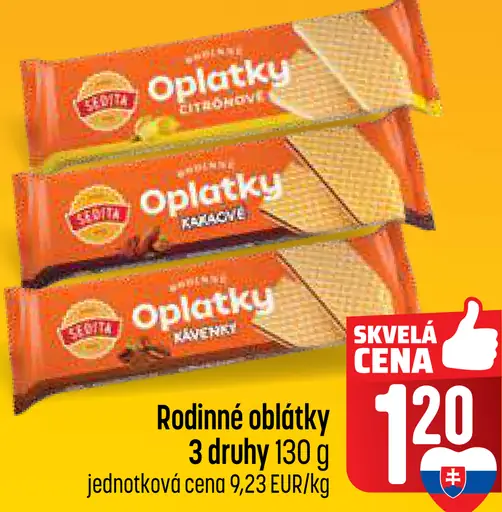 Rodinné oblátky citrónové / kakaové / arašidové