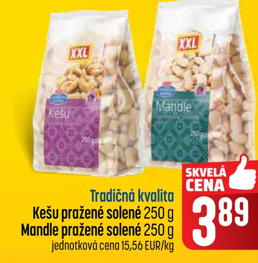 Tradičná kvalita Kešu pražené solené