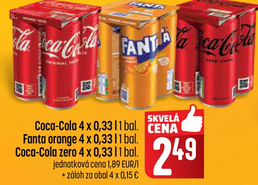 Coca-Cola, Fanta orange, Coca-Cola zero nealkoholický nápoj