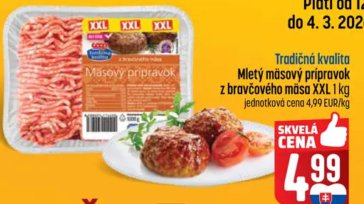 COOP Jednota Mletý mäsový prípravok z bravčového mäsa tradičná kvalita