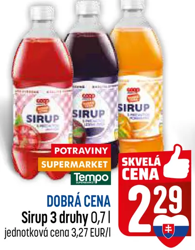 Sirup 3 druhy