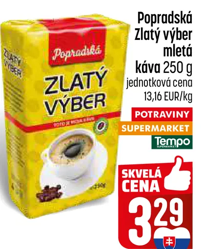 Popradská Zlatý výber pražená mletá káva