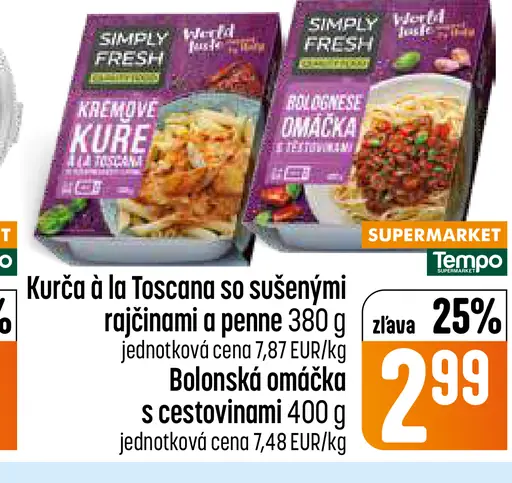 Simply Fresh Kurča a la Toscana so sušenými rajčinami a penne