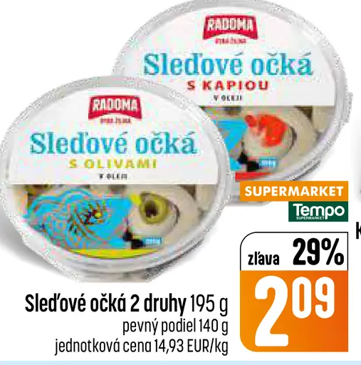 Radoma sleďové očká s kapia, s olivami