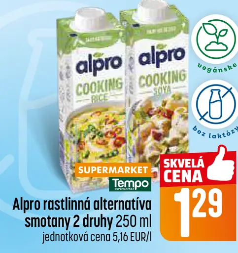 Alpro rastlinná alternatíva smotany 2 druhy