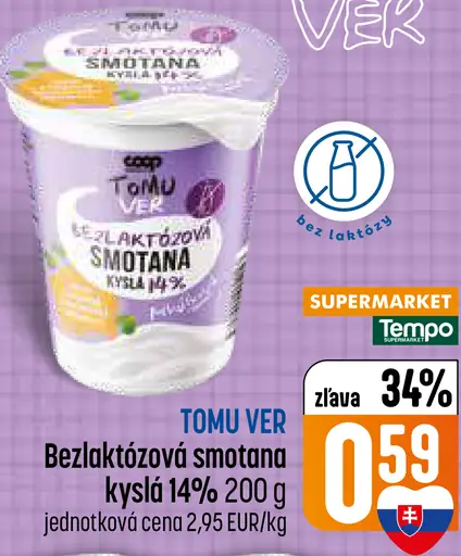 TOMI VER Bezlaktózová smotana kyslá 14%