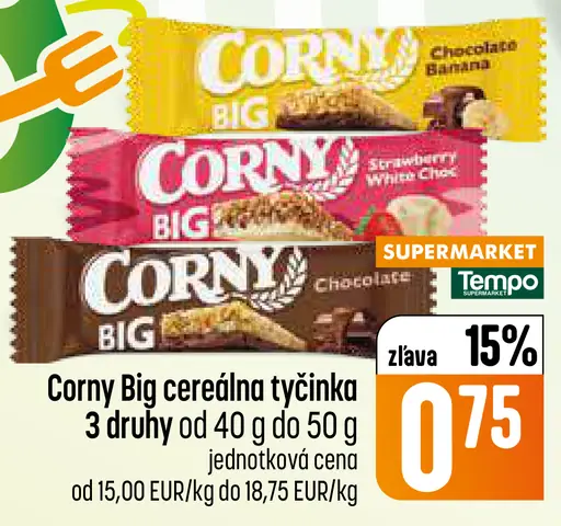 Corny Big tyčinka rôzne druhy