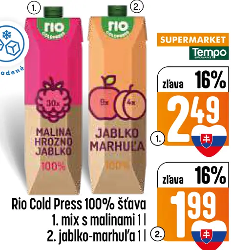 Rio Cold Press 100 % šťava mix s malinami