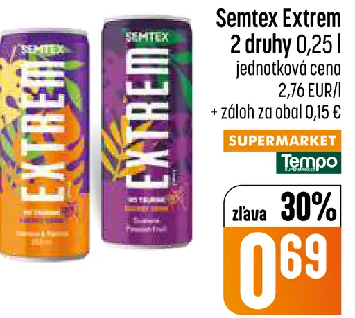 Semtex Extrem energetický nápoj rôzne príchute
