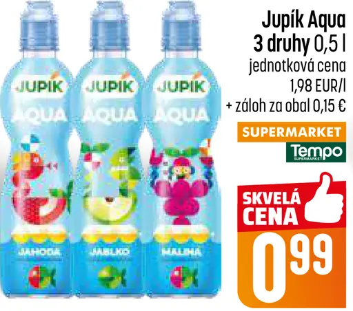 Jupík Aqua ochutená voda rôzne príchute