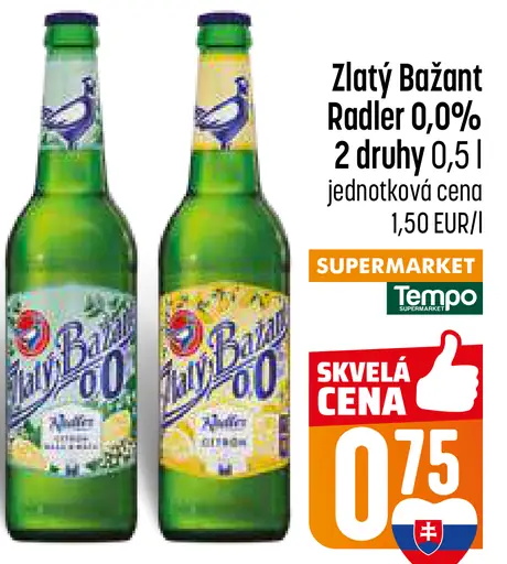 Zlatý Bažant Radler 0,0%