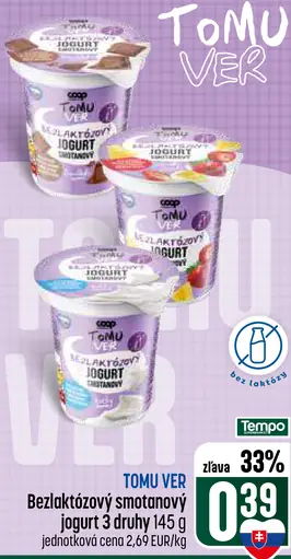 COOP Jednota TOMU VER bezlaktózový smotanový jogurt