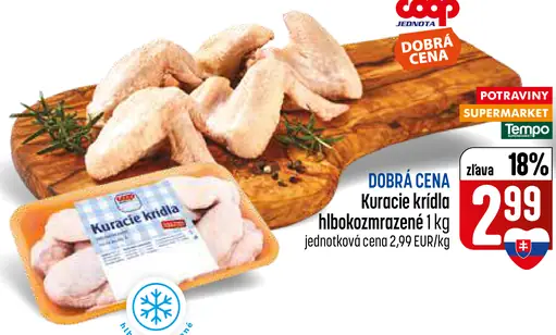 Coop Jednota Dobrá cena kuracie krídla hlboko zmrazené