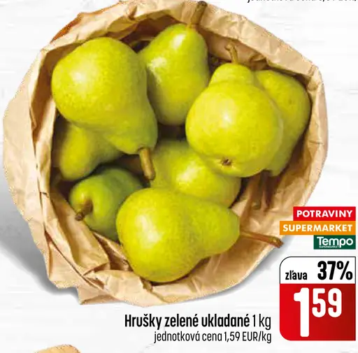 Zelené hrušky ukladané
